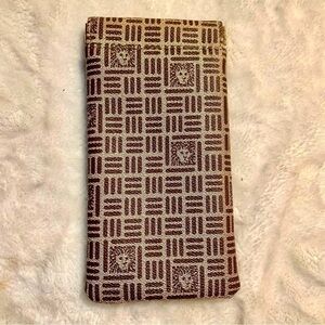 Anne Klein Travel Pouch Phone Case Brown Tan Monogram 7.5” x 5” Magnetic
